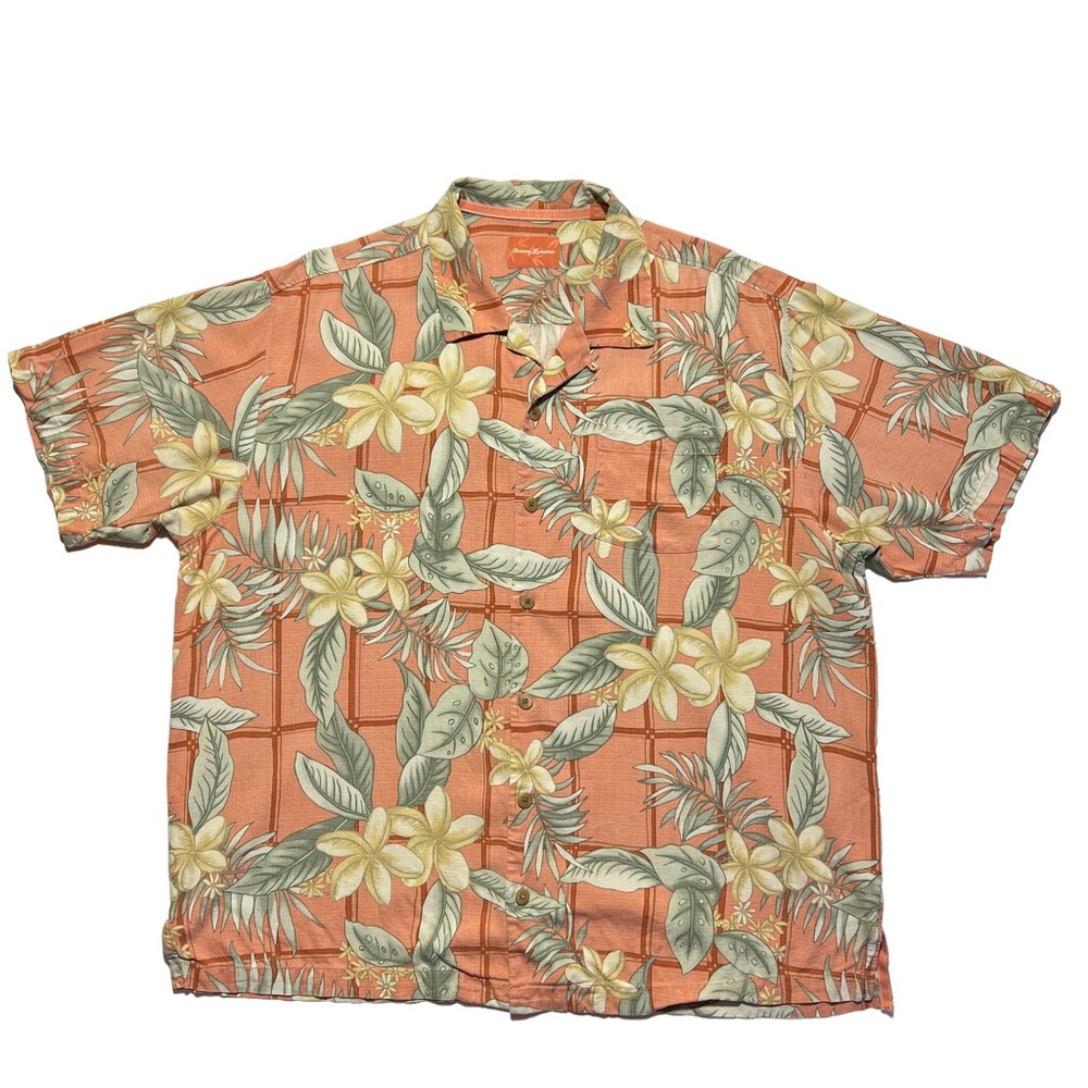 Tommy Bahama Floral Men's Silk Hawaiian Button-Down Shirt Size XL